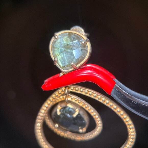 Cleets Gorgeous 2-Stones Dangle Earrings - Picture 3 of 6